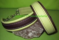 Lederhalsband Kettenzugstopp zweifarbig