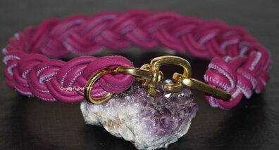Halsband Nappaleder himbeer doppelt geflochten
