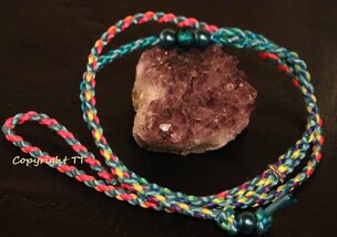 Showleine Satin türkis-regenbogen